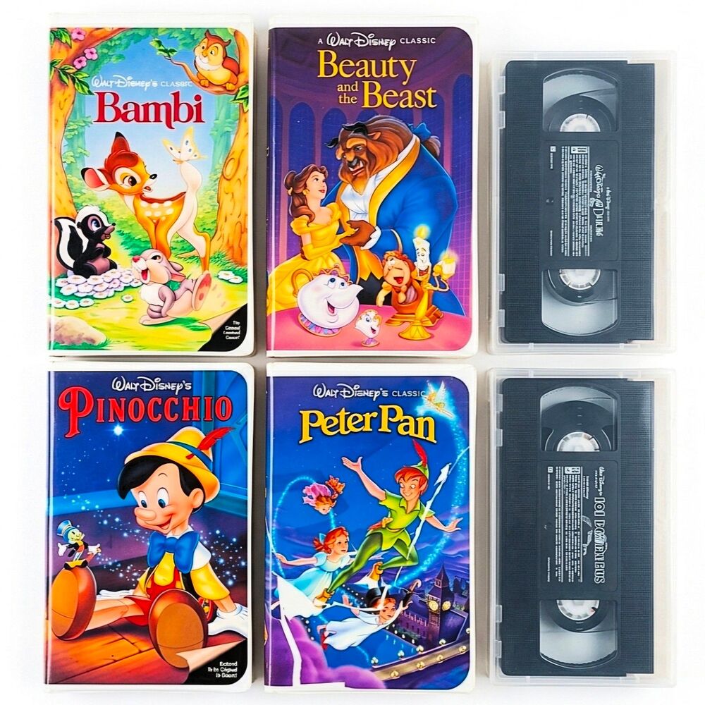 6 Tape Walt Disney VHS Lot G-Rated Classics Beauty & Beast Pinocchio Flawless